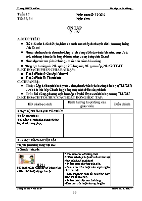 Kế hoạch dạy học Tin học 7 - Tiết 33+34 Ôn tập (2 tiết) - Năm học 2016-2017 - Nguyễn Văn Dũng